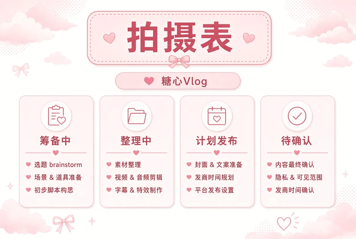 糖心Vlog内容筹备状态视觉